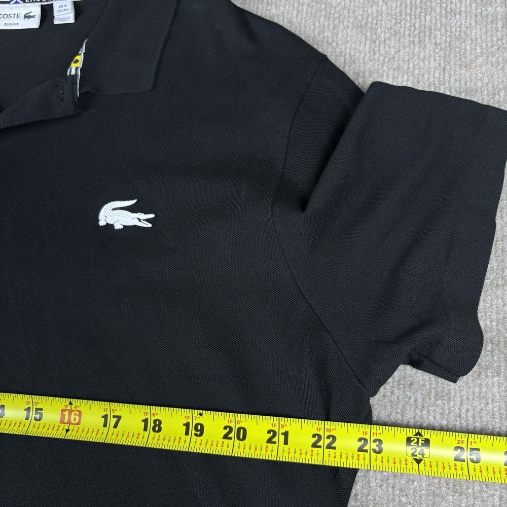 Lacoste Slim Fit Polo Shirt Mens 3XL Black Stretch Cotton Short Sleeve Peru - Picture 5 of 11